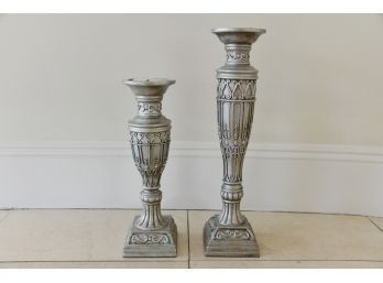 Silver Painted Candle Pillars