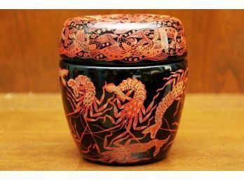 Hand Painted Lacquer Covered Vessel