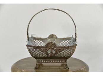Castilian Imports Brass Basket With Polish Glass Insert