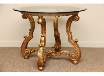 Gold Gilt Coffee Table With Round Glass Top
