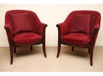 Pair Of Kravet Furniture Burgundy Tub Chairs