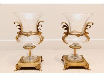 Decorative Crafts Glass And Metal Urns