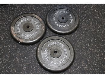 Trio Of 50 Pound Sports Authority Weight Plates
