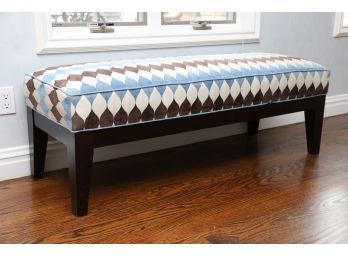 Custom Repeating Diamond Patterned Upholstered Bench