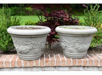 Resin Faux Stone Outdoor Planters - Large