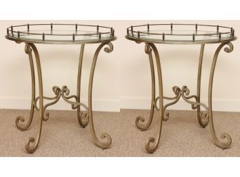 Pair Of Iron Framed Glass Top Side Tables