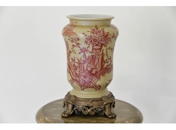 Brass Footed Ceramic Vase