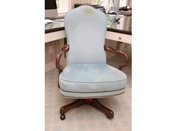 Blue Velvet Nailhead Rolling Office Chair Collier Kewworth Paid $2100