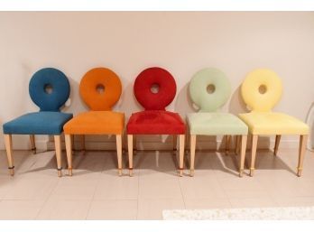 Set Of Five Custom Covered Colorful Chairs
