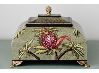 A Covered Painted Rectangular Covered Box