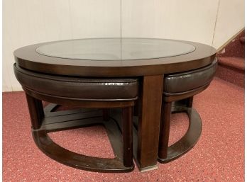 Ashley Furniture Glass Cocktail Table With 4 Stools
