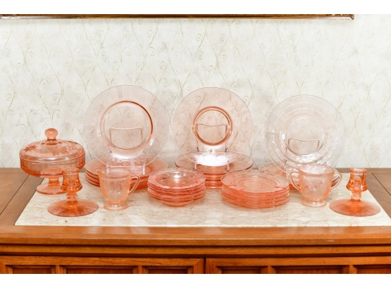 Collection Of Pink Depression Glass
