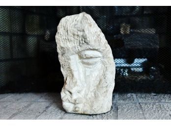 Fractured Carved Stone Face  Sculpture