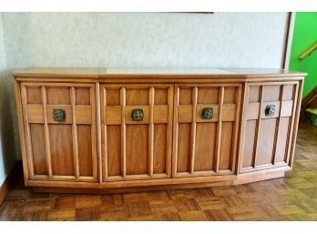 Oak Dining Room Marble Top Sideboard Cabinet