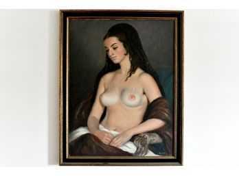 Vintage Nude Woman Oil On Canvas