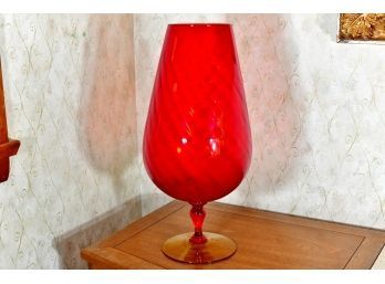 Mid Century Large Ruby Glass Vessel
