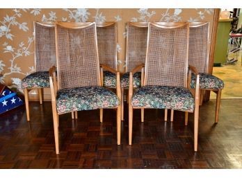 Mid Century High Cane Back Dining Chairs By Century Furniture