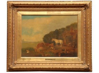 Grazing In The Field Oil Painting Signed Geo Hopper