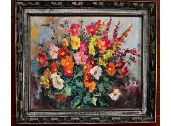 Floral Abstract Oil Painting Signed  J. Dostal