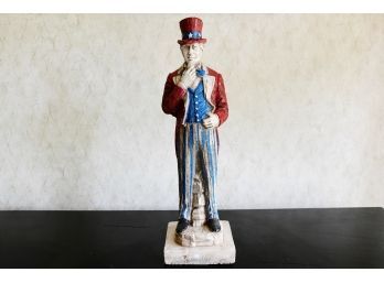 26 Inch Tall Uncle Sam Chalk-ware Statue
