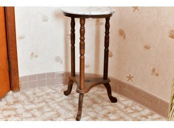 Victorian Marble Top Cherry End Table