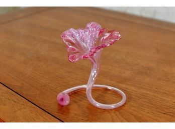 Pink Hand Blown Art Glass Flower