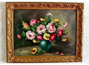 Still Life Floral Oil Painting Signed