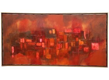 Mid Century Acrylic On Canvas Abstract Signed Weintraub