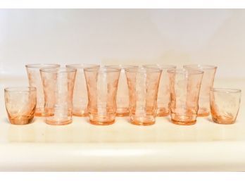 Collection Of Pink Depression Glass 11 Shot Glasses