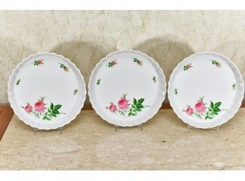 Trio Of Christineholm Porcelain Rose Quiche Baking Dishes