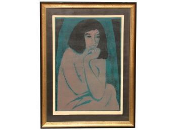 Woman Thinking Serigraph Pencil Signed And Numbered