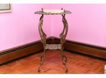 19th Century Marble Top Brass Plant Stand Side Table