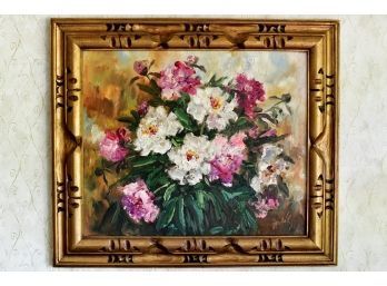 Still Life Floral Oil On Canvas Artist Signed