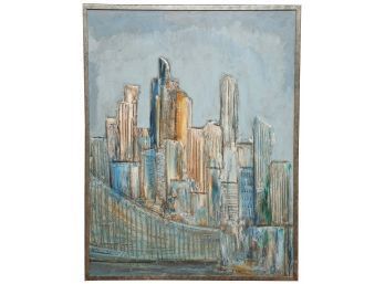 Mid Century NYC Skyline Abstract Signed Pretich