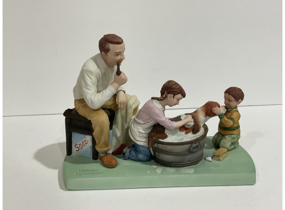 Norman Rockwell Washing Our Dog Figurine 1981