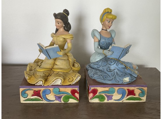 Pair Of Princess Bookend Showcase Collection Cinderella & Belle