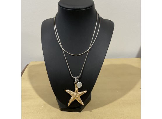 Starfish Pendant On Long Necklace