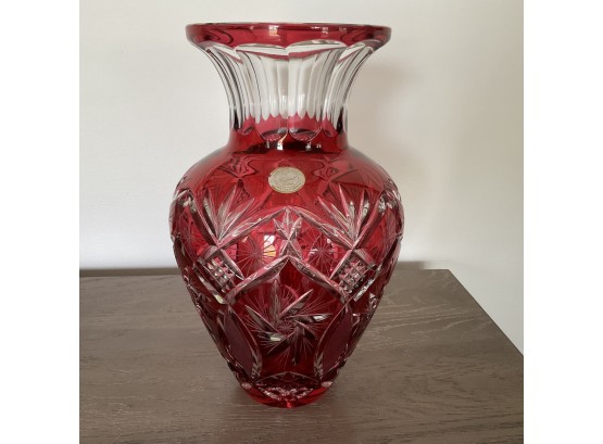 Avitra Cobalt Red Cut Crystal Vase