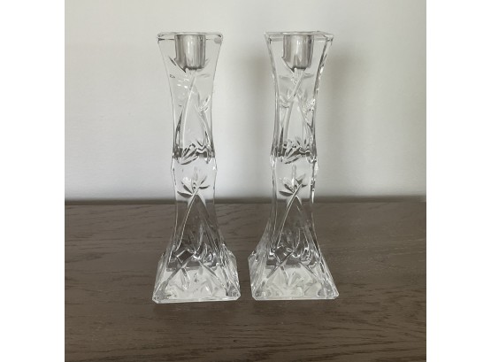 Pair Of 8 Inches  Crystal Candlesticks