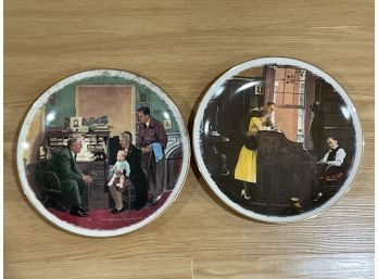 2 Large Norman Rockwell Plates