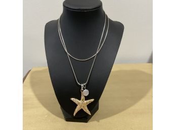 Starfish Pendant On Long Necklace