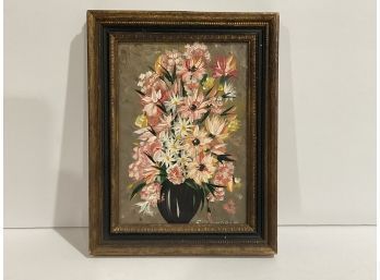 Flowers In Vase Original Oil Painting Signed By Artist