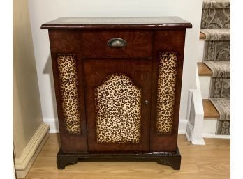 Cheetah Pattern Wood Side Table Cabinet