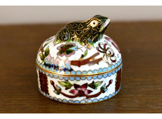 Enameled Frog Covered Trinket Box