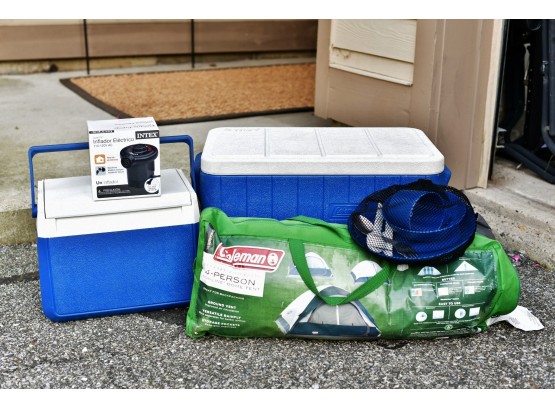 Camping Supply Lot With Cooler