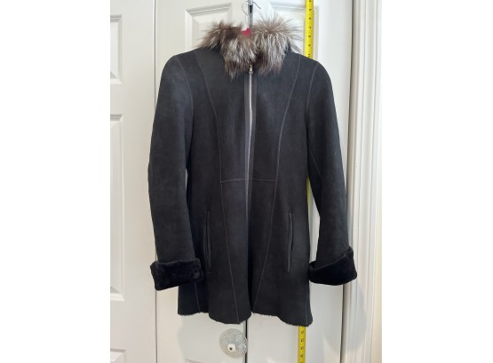 Viktoria Stass New York Zip Hood Shearling / Fur Jacket Estimated Retail $2,000