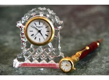 Waterford Crystal Clock And Clock Pen