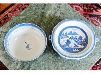 Blue And White Japanese Plate And Bowl