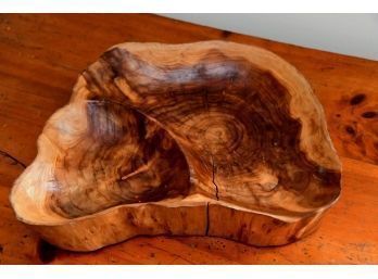 Hand Carved Burl Wood Nut Tray