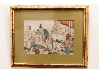 Japanese Wood Block Print Nihonbashi On The Tokaido By Yanagawa Shigenobu 1787-1832